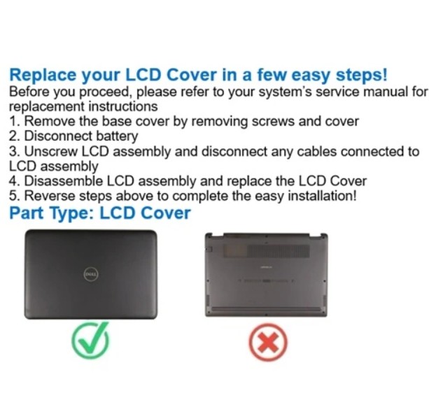 Dell LCD Black Back Case/Rear Cover